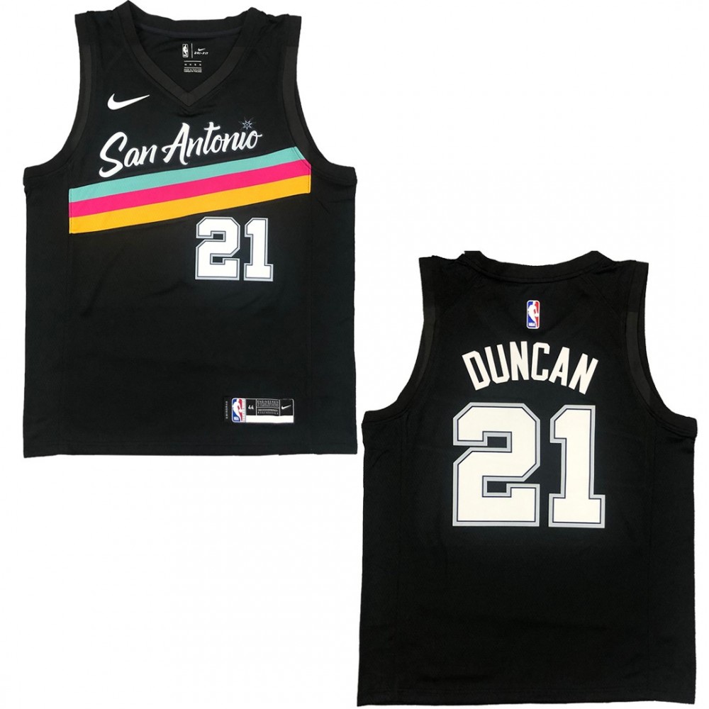 Men's San Antonio Spurs Tim Duncan #21 Black 20/21 Swingman Jersey - City Edition-Pro Kit Vault | Brand New 26/27 Sports Jerseys